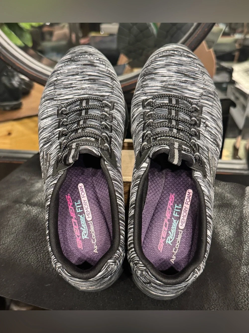 Sketchers Women’s Shoes Sneaker Size 6.5 Lot Of Two Slip On Black And Grey